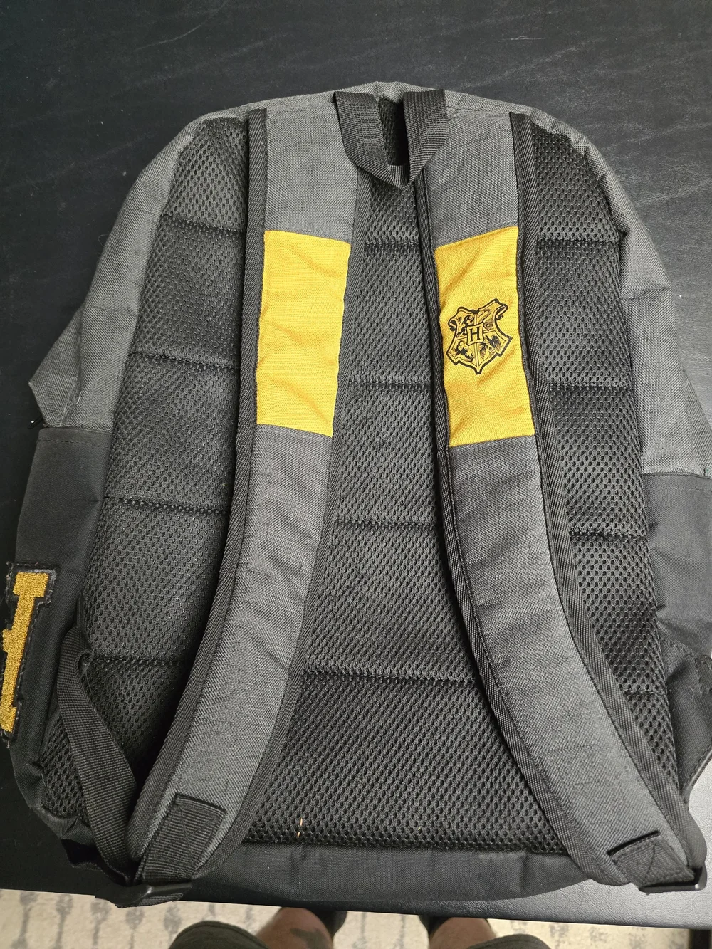Harry Potter Hufflepuff House Crest Backpack Gray Yellow Bookbag
